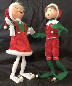 Annalee Dolls 14” Boy & Girl Christmas Elf Couple