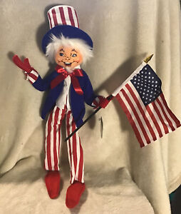 2016 4th Of July Patriotic 14” Uncle Sam Pixie 46/500 Annalee Doll NWT Very Rare