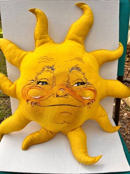 Vintage 1980 Annalee Reversible Two Face Sun Pillow Large 24"x24" RARE HTF USA!