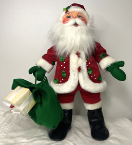 Annalee 20" Santa  2009 Holly Berry Ribbon Toy Bag
