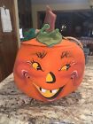 Vntg  Annalee Orange Halloween Pumpkin - With Removable Lid- 14”