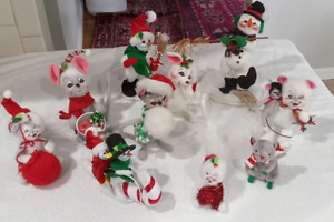 Vintage Annalee Dolls Lot of 10 Christmas Snowmen Mice Cats Rares 1990s -2000