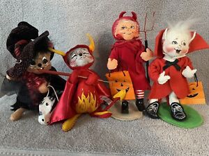 Vintage Annalee Mobilitee Halloween Devil Costume Mask Dolls 1999 Lot of 4 Rare