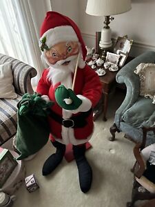 Large 52 Inch Tall Annalee Santa Claus Christmas Doll With Pipe And Toy Bag 1983