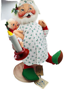 Annalee Doll 18 Inch Christmas Tuckered Santa PJ Kid Signed  Chuck Thornton Tags