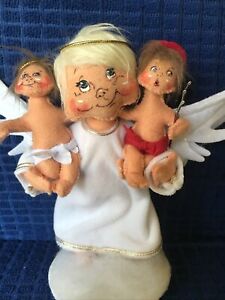 Annalee Dolls Naughty & Nice Angel 8” Holding 3” Baby Angel and Devil Kids 2010