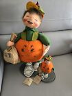 Annalee Cloth Doll 21" Pumpkin Kid Halloween Trick or Treat #3014 and Kid #3031