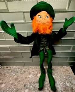 Very Rare 2005 Annalee17” Leprechaun Mobilitee Doll Large Size Orange Beard