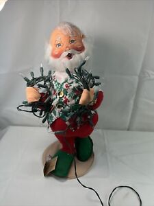 Vtg 1994 Annalee 17" Mobilitee SANTA Wrapped in Christmas Strands of lights NWT