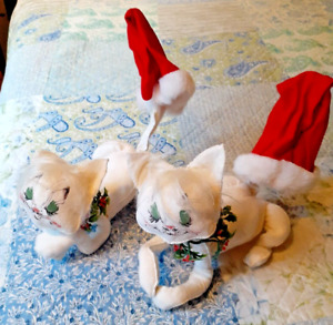 Vintage C.1966 Annalee dolls. A Pair of Christmas Kitty's.  Posable.