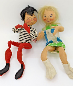 Rare Old Annalee 1963 Pair - Go Go Girl and Go Go Boy 8", Vintage Annalee Dolls