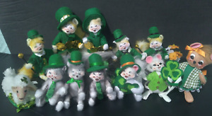 Big Large Lot of 12 Annalee Saint Patrick's Day Irish Kitty Cat Poseable Doll