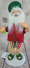 Annalee Dolls Felt Sunny Santa Figurine Doll Red Green Beach Vacation 9" 2018