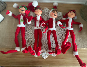 AnnaLee Red 14" Christmas Elf Lot of 4 Christmas Holiday Decor