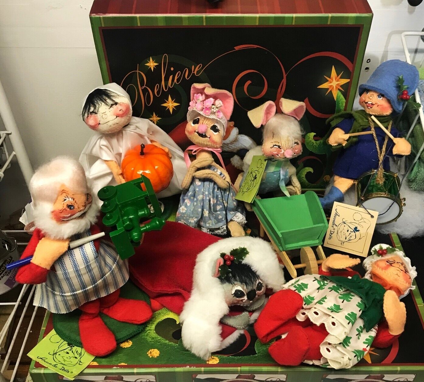 Lot Of 7 Vintage Annalee Dolls Christmas Easter Halloween w/ Tags Great Shape!