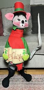Rare 34” Vintage 1971 Annalee Mobilitee Dolls Plush Christmas Mouse Large