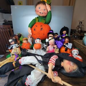 Lot Of 14 ANNALEE Halloween  Ghosts Skelton Witches Dog PUMPKIN Boy More