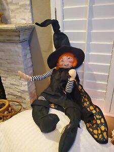 Annalee Large Witch Doll Halloween Poseable 1993 Boot Buckle 43" Pumpkins