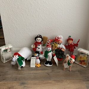 Vintage Annalee Mobilitee Christmas Dolls Lot of 9