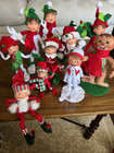 (10) Annalee Dolls Christmas Elves Posable Knee Hugger 2005-2020 Decor/Ornaments