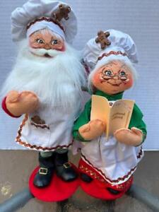 15" PAIR ANNALEE 2008 MR & MRS SANTA CHEFS COOKS BAKING GINGERBREAD