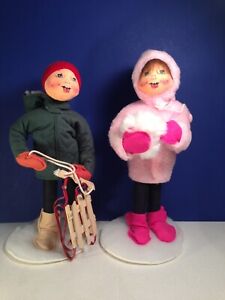 1999 Annalee SET OF 2 SALLY'S SNOW FRIEND & BOB'S SLED 13"