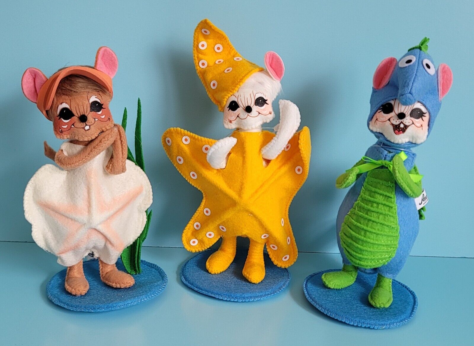 3 Annalee Dolls- Wannabe A Sand Dollar Mouse, Starfish Mouse, Sea Horse Mouse