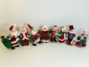 Lot of 8 Annalee Mr. and Mrs. Santa Claus Dolls