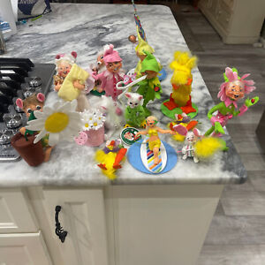 Lot Of 16 Annalee Dolls Easter Spring Theme