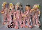 Vintage 1957 Annalee Striped Pajama Kid 18” Doll 5pc Lot