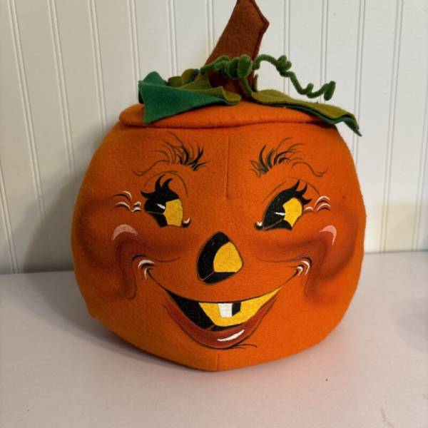ANNALEE DOLLS 3028 HALLOWEEN 14" JACK O' LANTERN PUMPKIN CANDY HOLDER W/LID
