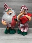 2006 Annalee Tuckered Santa Mrs. Claus Pajamas Slippers Figurines Set  Christmas