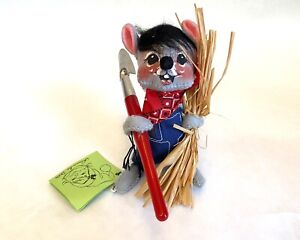 Annalee 1965 Vintage Country Mouse Farmer Doll With Shovel 6”
