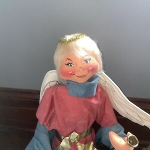 Vintage Annalee Christmas Angel Trumpet 1996 Felt Plush Large Doll 30" Tall-Mint