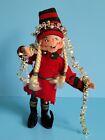 Annalee Doll 9" Decorating Girl Elf 737905 HTF 2005 Christmas Elf Blonde Braids