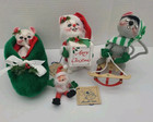 Lot 4 Annalee Dolls Christmas Vintage Slipper Sled Gift Box Santa 1993