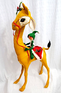 Vintage Annalee 10" Elf Riding 25" Christmas Giraffe or Camel Poseable 1981