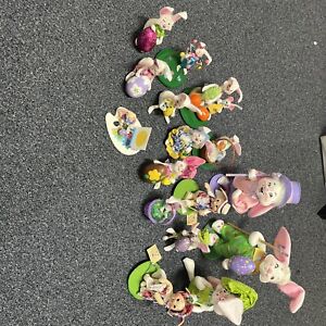 16 Pc Annalee Mobilitee Doll Lot Easter Bunny Rabbit