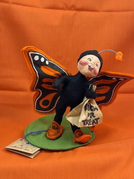 Vintage 1993 Annalee Butterfly Trick or Treater Kid Halloween Figurine 7"