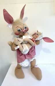Vintage 1967 Annalee Doll 18” Momma and Baby Bunny Rabbit Spring