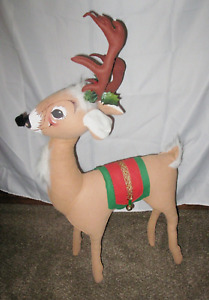 Vintage 1997 Annalee Reindeer Doll Large 34 to 42 inch High with Saddle and Bell
