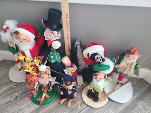 Vintage Annalee Christmas Decorations Lot of 8: Mice Santa Jazz Cat Mouse Skunk