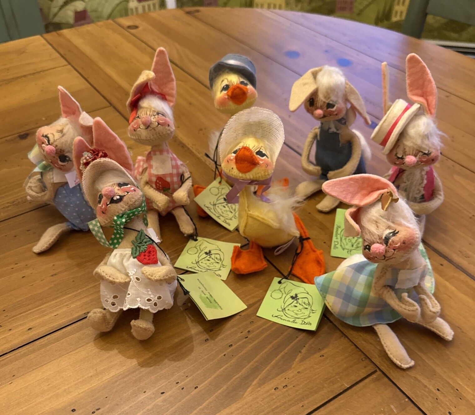Vintage 1965 1971 Annalee Mobilitee Easter Parade Dolls Duck Bunny Lot (8) EUC