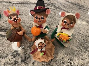 4 Annalee Thanksgiving Dolls Adorable! 2008 & 2009