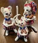 Annalee 4th of July Patriotic Felt Mice Dolls  BBQ Family (lot of 3)