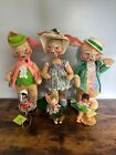 Lot of 6 Vintage Annalee Mobilite Dolls - 3 Large 3 Small - Height 20" to 7"
