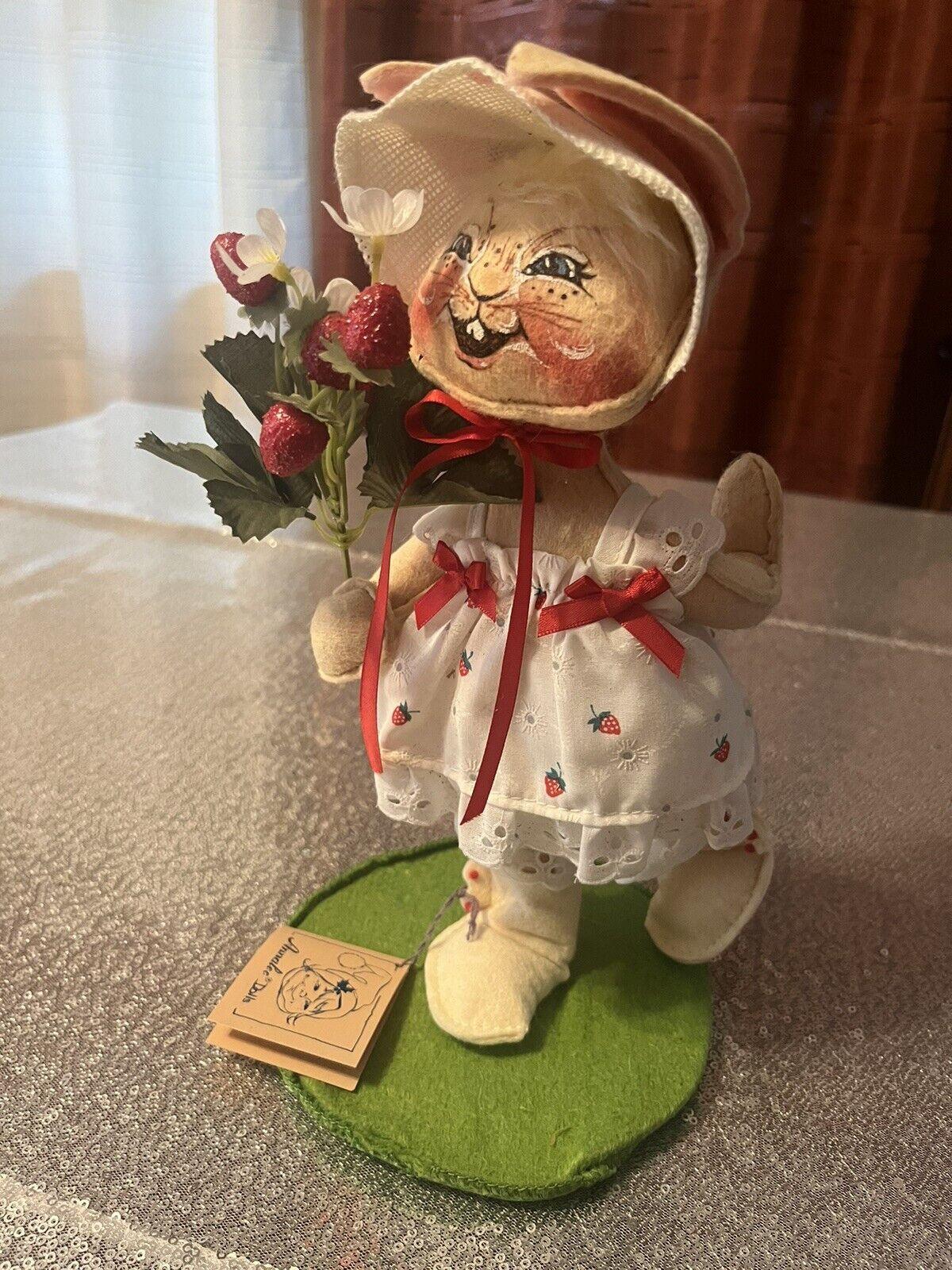 Vintage Annalee 1990 Bunny Strawberries and Tag Large 20"-24"