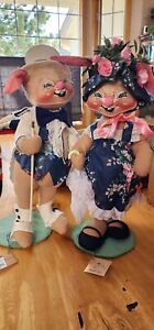 Vintage Large Annalee Dolls -Boy  Rabbit & Girl Rabbit   22“ tall Easter '92