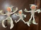 Lot of 3x Annalee White Frosty Tinsel Christmas Winter Elf USA RARE, 93 & 97