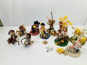 Lot VTG Annalee Dolls Waiter Ben Franklin Boy w/ Sailboat Habitat Carpenter Fish